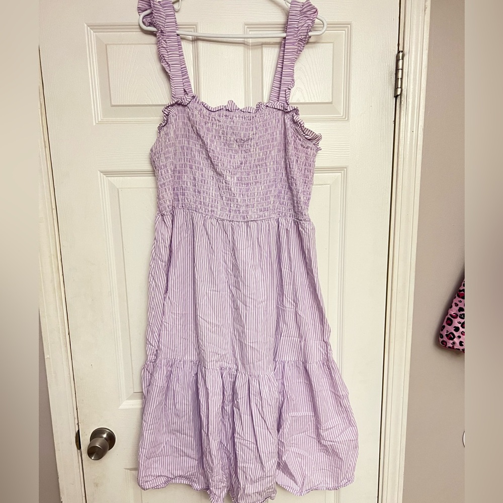 Purple Ruffled Gingham Dress